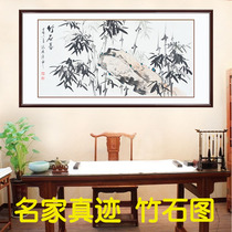 Bamboo graphic ink bamboo painting painting works pure hand - painted four - foot banner inkwaterbamboo drawing room bedroom real