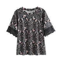 Ancient Ancient Home Custom Loose Middle Sleeve Hollowed-out Flower Beating Undershirt Woman Summer 200 Catty Fashion Retro National Wind T-shirt