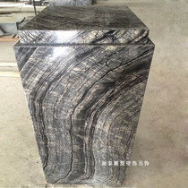 Simple modern home study decoration Marble base table Ancient wood grain abstract sculpture decoration table