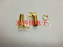 Radio frequency coaxial connector SMA-KWE14 Bud 20 long extended female head curved 90 degree insert plate outer tooth inner hole