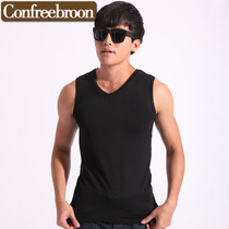 Modal mens vest wide shoulder sleeveless T-shirt waistcoat summer cotton sports bottomless underwear