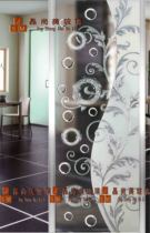 Shanghai art glass factory direct deep carved silver foil partition glass background entrance glass complete