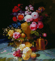 Cross-stitch electronic picture redrawing source file-gorgeous vase Williams flower oil painting Still Life Flower