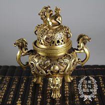 Promotional new bronze Miscellaneous brass ornaments antique vintage gift antique collection Ssangyong four Dragon incense burner