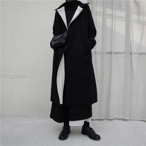  Sunyvonne homemade winter Yoji Yamamoto dark black dual-use neckline white inner fur coat long coat