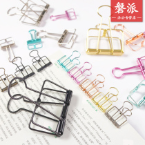 Simple metal hollow long tail clip Color office storage dovetail clip Test paper clip Hand account accessories bill clip