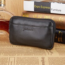 New promotion mobile phone pocket wearing leather strap Mens overbook Monolayer Cross Section Casual Mini Genuine Leather small hanging bag phone bag
