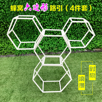Hexagon wrought iron wedding arrangement table road flower Lager golden flower stand geometric road guide wedding props