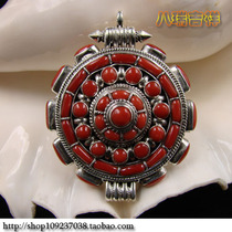 Handmade in Nepal 925 pure silver inlaid with natural jewel gäu box amulet pendant pendant