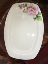 Tang Shan Longchang Bone China Porcelain Tableware Lotus 12-inch fish tray Rectangular Large Fish Pan Household Goods