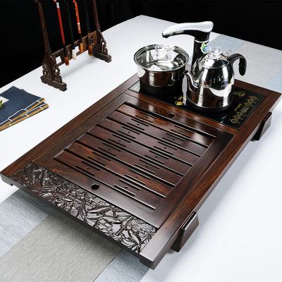 Sheng chicken wing Black sandalwood tea tray solid wood tea set automatic electrical appliances tea stove office tea table m Tea Sea home