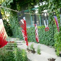 Halloween-Terror Bloody Tether House Secret Room Bar Decorated Wan Holy Ghost Festival Decorated With Blood Knife Hanging 1 8 m