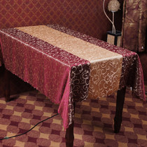 Hotel square table cloth restaurant restaurant two-color splicing tablecloth home tea table fabric