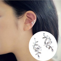 925 sterling silver leaf ear clip silver earless ear clip simple fashion Japanese Korean female student silver ear ornaments