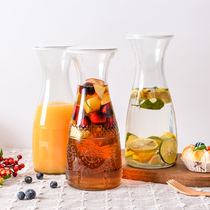 Juice Cup beverage bottle 1L transparent glass milk tea cup large capacity with lid creative home cold tea lemon bottle