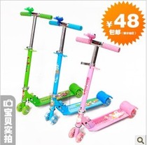 Little Feilong childrens four-wheel scooter three-wheel scooter thickened shock-absorbing brake flash wheel
