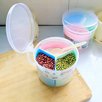 Multi-purpose seasoning box with small spoon round plastic pepper salt jar three-grid seasoning bottle 108g