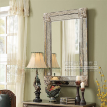 Eurostyle Classical Wall-mounted Art Decoration Mirror Genguan Fireplace Hanging Mirror Imitation Antique Cosmetic Mirror Background Wall Square Mirror