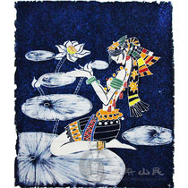 Ancient method of making batik craft painting Pure handmade crafts decorative wall fabric lotus female 70*83cm