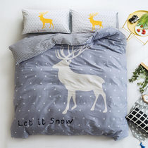 Pure Cotton Nordic Small Clear New Children Cartoon Flat Net Bed Three Sets Of Four Sets Pieces Elk Deer (Ash)