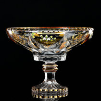 Czech gold crystal fruit plate Imported European high foot fruit plate Glass fruit basin Fruit plate Dry fruit plate fruit bucket fruit basket