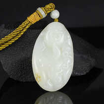 Xinjiang Hetian jade pieces of seed material raw stone hand handle wealth God white jade hand play mens and womens models