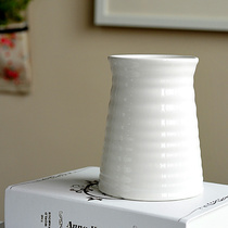 Simple modern pure white high thread ceramic countertop vase Simulation flower arrangement Flower vase Table flower pot