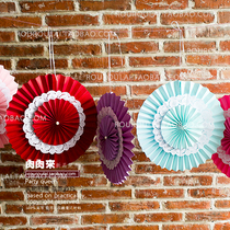 Birthday party Wedding Wedding Decoration Double - sided lace paper fan