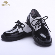 Boy leather shoes children English style black small leather shoes 2019 spring and autumn flower children big boy student performance shoes