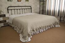 100% flax four-piece ruffle quilt cover (AB surface) ruffle pillowcase ruffle bed sheet