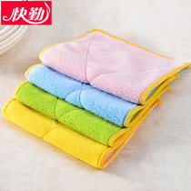 Fiber double-sided absorbent dishwashing towel thickened without losing hair and oil rag kitchen dishcloth