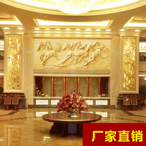 Artificial sandstone bas-relief Dingfa sofa Background office Book room Background wall Chinese relief-Eight horse mural