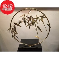  New Chinese style bamboo shadow metal handmade desktop bamboo leaf ornaments ring artistic conception Bamboo quality sculpture entrance decoration