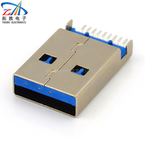 Factory direct sale A male 180 degree non-curled USB female seat 3 0AM SMT Blue terminal high quality data cable head