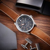 Overseas Citizen West Tie City Mens Watch Mens Leather Waterproof Photokinetic Watches AW1361-10H