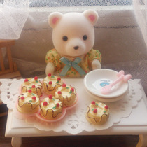 1 12 Mini food play home food play scene accessories-Yellow peach cake