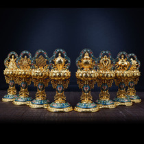 Buddhist products three-dimensional high gold-plated painted Lotus Auspicious Eight Treasures Buddha Hall ornaments blue three-dimensional sense