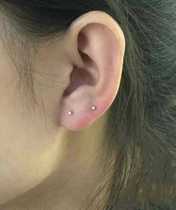 Real gold real diamond 18K screw Diamond small earrings rose gold yellow Platinum 1 point 3 points 5 points 10 points ear bone 750