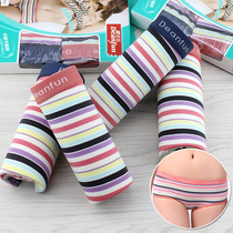 Butterfly Anven Panties Women Classic Stripes Wide Waist Lifting Hip Modell Cotton Middle Waist Flat Corner Pants Lady Underpants