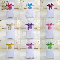 Free elastic chair back bow chair cover Wedding chair back flower strap ribbon decoration hotel wedding supplies wholesale