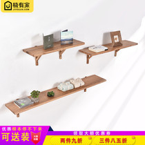 Creative solid wood wall shelf Nordic modern simple one-character partition bedroom decoration living room TV wall shelf