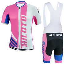 2015 new cycling clothing MILOTO pink through cycling clothing womens short-sleeved suspender suit quick-drying clothing