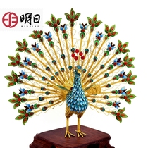 Tomorrow handmade sterling silver ornaments Peacock treasure gold-plated silk inlaid gilt craft gift Peacock open screen