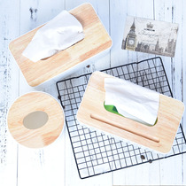 Nordic simple oak lid paper towel box home extraction type square round creative facial paper storage box