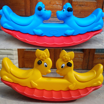 Thickened kindergarten double forsythia rocking music rocking horse seesaw Childrens plastic baby trojan toy
