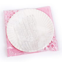 (Upgrade)Disposable cake plate paper plate 5 plates 5 forks 1 yuan a set of pink lace bags