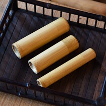 Natural Bamboo Travel Tea Leaf Pot Mini Portable Cylindrical Tea Box Woke Tea Barrel Tea Barrel Tea Containing Box