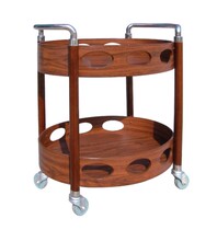 Hotel luxury mobile two-story wine truck Oval trolley service car solid wood tea snack delivery car