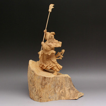 Boxwood carving knife Guan Gong Guan Yu Guan Yunchang handicraft ornaments solid wood handmade carved works of art