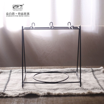 European-style black wrought iron coffee cup and saucer rack Nordic simple flower tea cup and saucer rack Stainless steel 6 cups and 6 dishes iron rack